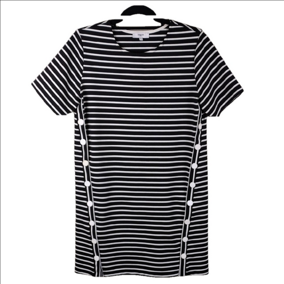 SUNCOO Dresses & Skirts - Suncoo Paris Celeste Black White Striped Short Sleeve Mini T-Shirt Dress